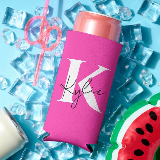 Modern Vibrant Personalised Monogram Name -  Seltzer Can Cooler (In Situ Summer)
