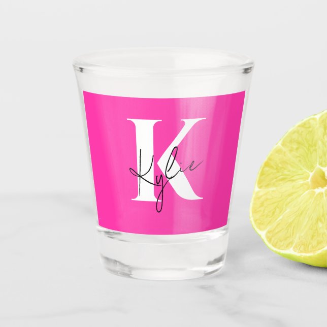 Modern Vibrant Personalised Monogram Name -  Shot Glass (Front)