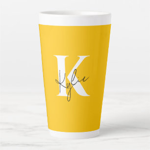 Modern Vibrant Personalized Monogram Name - Latte Mug