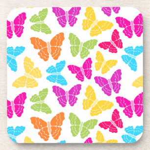 Modern Vibrant Rainbow Butterfly Cute Pattern  Coaster