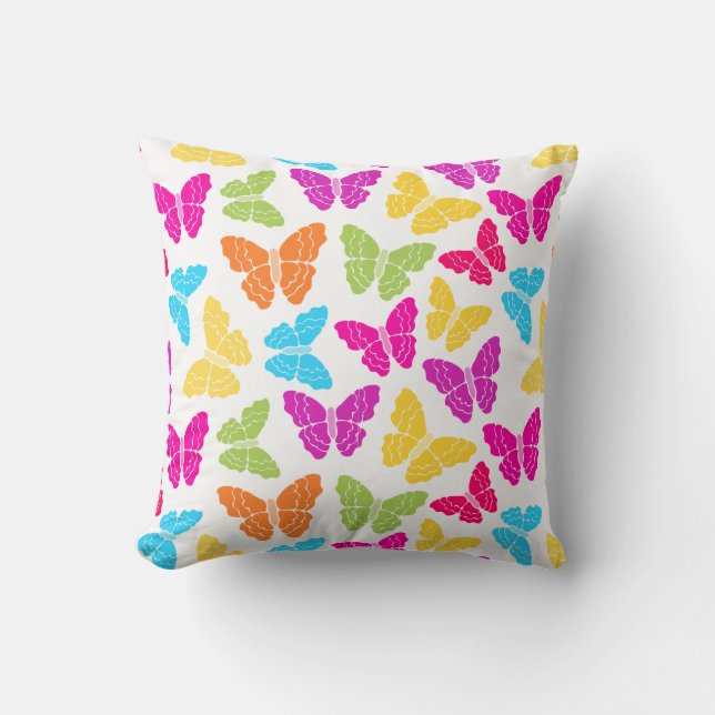 Modern Vibrant Rainbow Butterfly Cute Pattern  Cushion (Front)