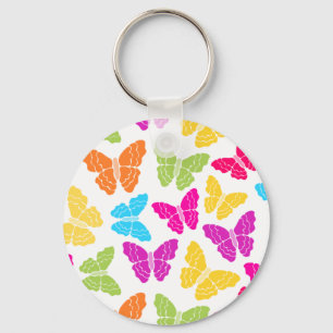 Modern Vibrant Rainbow Butterfly Cute Pattern  Key Ring