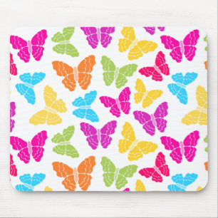 Modern Vibrant Rainbow Butterfly Cute Pattern Mouse Pad