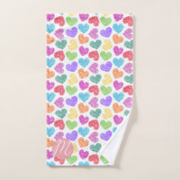 Modern Vibrant Rainbow Doodle Hearts Monogrammed