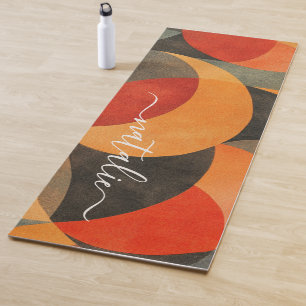 Modern Vibrant Retro Abstract Monogram Yoga Mat