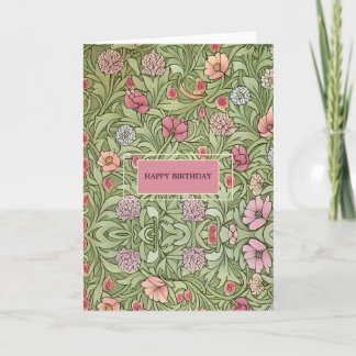 Modern Victorian Inspired Floral Happy Birthday Card
