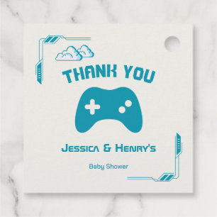 Modern Video Game Player 3 Baby Shower Thank You Favour Tags