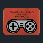 Modern Video Gamer Wedding Save The Date Magnet<br><div class="desc">Let your guest's know that it's time to get their game on as they get ready to attend the biggest game of the season... your wedding! Modern vintage game controller save the date. Personalise with names of the wedding couple and their wedding date. Unique and fun way to let your...</div>