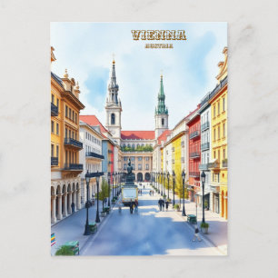 Modern Vienna Austria Watercolor Painting Postcard