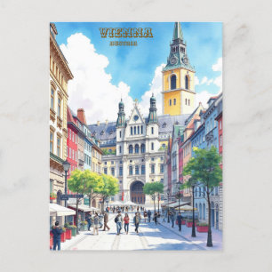 Modern Vienna Austria Watercolor Painting Postcard