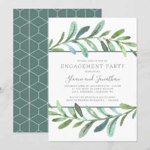 Modern Vines Botanical Engagement Party Invitation