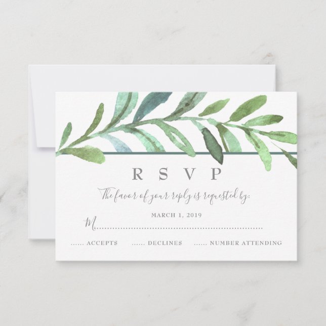 Modern Vines Botanical Wedding RSVP (Front)