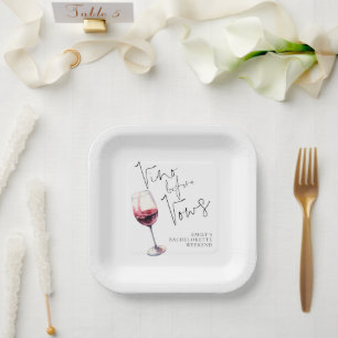 Modern Vino Before Vows Bachelorette Weekend Paper Plate