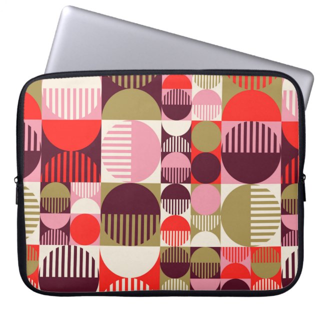 Modern vintage abstract seamless geometric pattern laptop sleeve (Front)