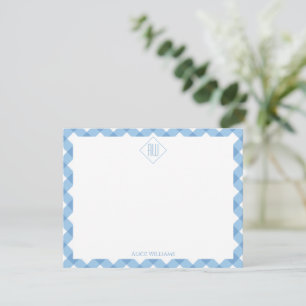 Modern Vintage Aesthetic Blue White Gingham Check Card
