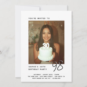 Modern Vintage Any Age Birthday Party Photo Invitation