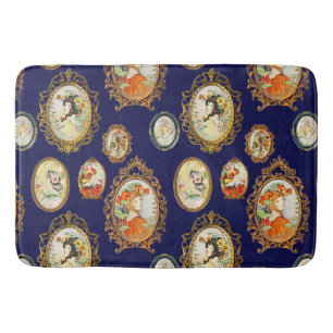 Modern Vintage Art Nouveau Girls Flowers Frames Bath Mat