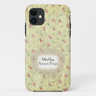 Modern Vintage Art Roses Tea Stained Aged Crackle iPhone 11 Case