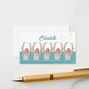 Modern Vintage Artistic Swimmers Synchro Swimming  Enclosure Card