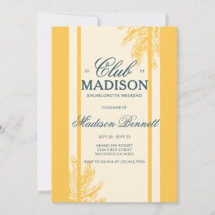Modern Vintage Bachelorette Weekend Summer Blue Invitation