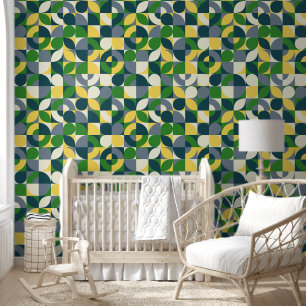 Modern Vintage Bauhaus Abstract Geometric Pattern Wallpaper