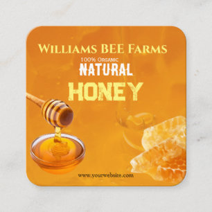 Modern Vintage Bee Honey Label Hand Bottled Square Business Card