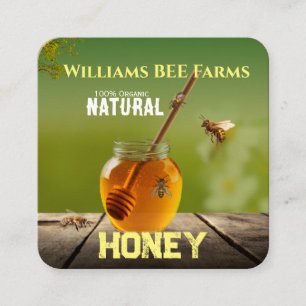 Modern Vintage Bee Honey Label Hand Bottled Square Business Card