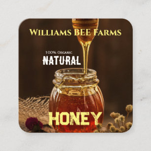 Modern Vintage Bee Honey Label Hand Bottled Square Business Card