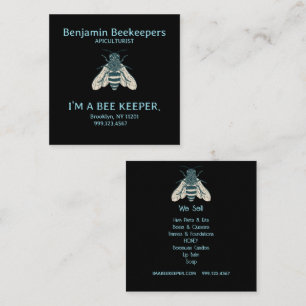 Modern Vintage Bee keeper Square Business Card