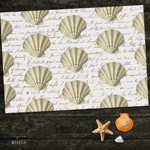 Modern Vintage Beige Shell Script Tissue Paper