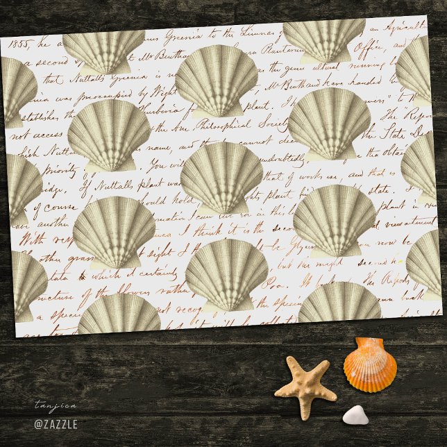Modern Vintage Beige Shell Script Tissue Paper (Creator Uploaded)