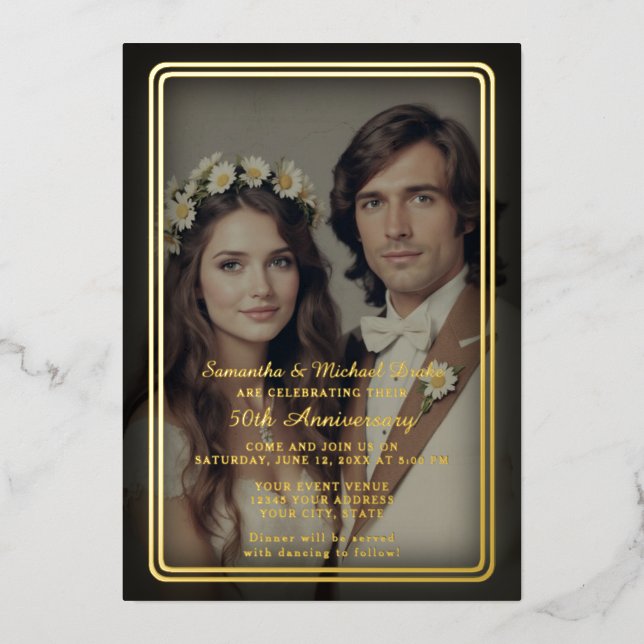 Modern Vintage Black and Gold 50th Anniversary (Front)