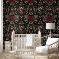 Modern Vintage Black and Red Damask Gothic