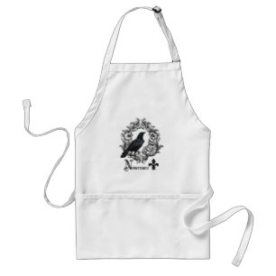 modern vintage black halloween crow standard apron