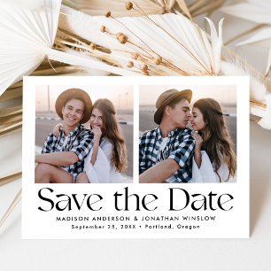 Modern Vintage Black Lettering 2 Photo Save The Date
