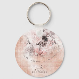 Modern-Vintage Blush Floral Mother's Day  Key Ring
