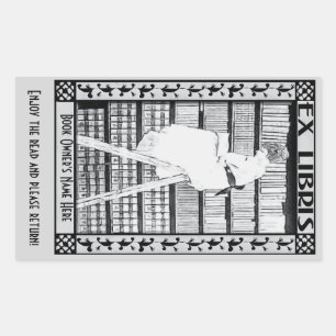 Modern Vintage Bookplate v3 PERSONALIZED Rectangular Sticker