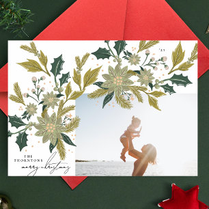 Modern Vintage Botanical CHRISTMAS Photo Frame Holiday Card