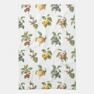 modern vintage botanical fruits tea towel