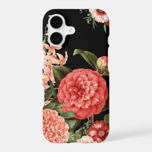 modern vintage botanical pink flowers