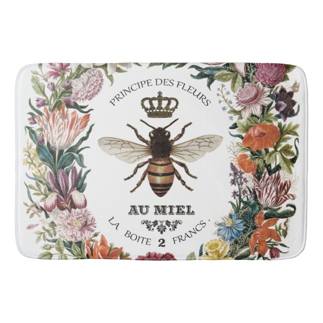 MODERN VINTAGE BOTANICAL QUEEN BEE BATH MAT (Front)