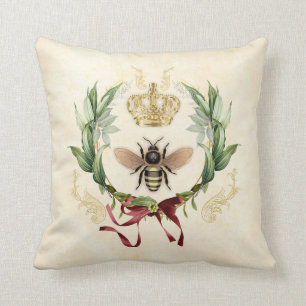 Modern Vintage Botanical Queen Bee Cushion