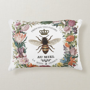 MODERN VINTAGE BOTANICAL QUEEN BEE DECORATIVE CUSHION