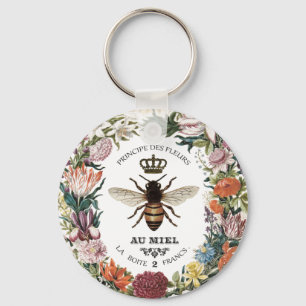 MODERN VINTAGE BOTANICAL QUEEN BEE KEY RING