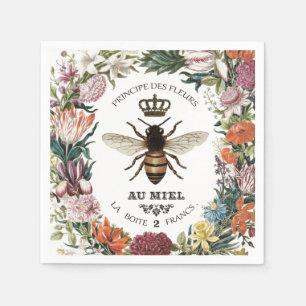 MODERN VINTAGE BOTANICAL QUEEN BEE NAPKIN