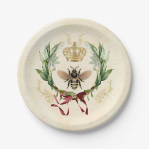 Modern Vintage Botanical Queen Bee Paper Plate