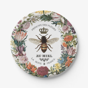 MODERN VINTAGE BOTANICAL QUEEN BEE PAPER PLATE