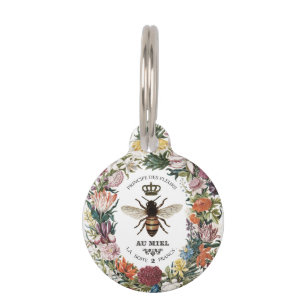 MODERN VINTAGE BOTANICAL QUEEN BEE PET TAG