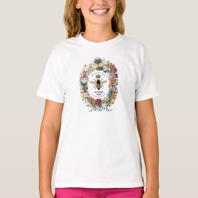 MODERN VINTAGE BOTANICAL QUEEN BEE T-Shirt (Front)