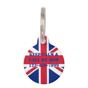 modern vintage  british flag union jack pet tag